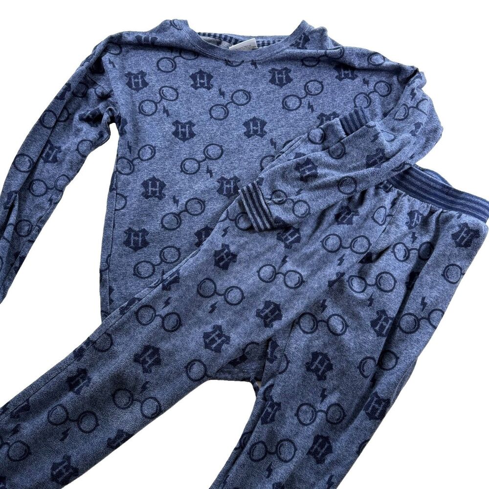 Harry Potter Pajamas Hogwarts Wizarding World Fandom Blue Lounge PJs XS Unisex